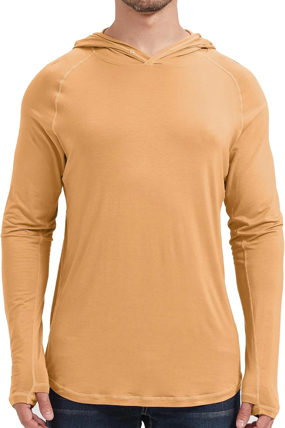 netdraw Men's Ultra-Soft Bamboo Viscose Hoodie Shirt UPF 50  Sun Protection Long Sleeve Lightweight UV Shirt