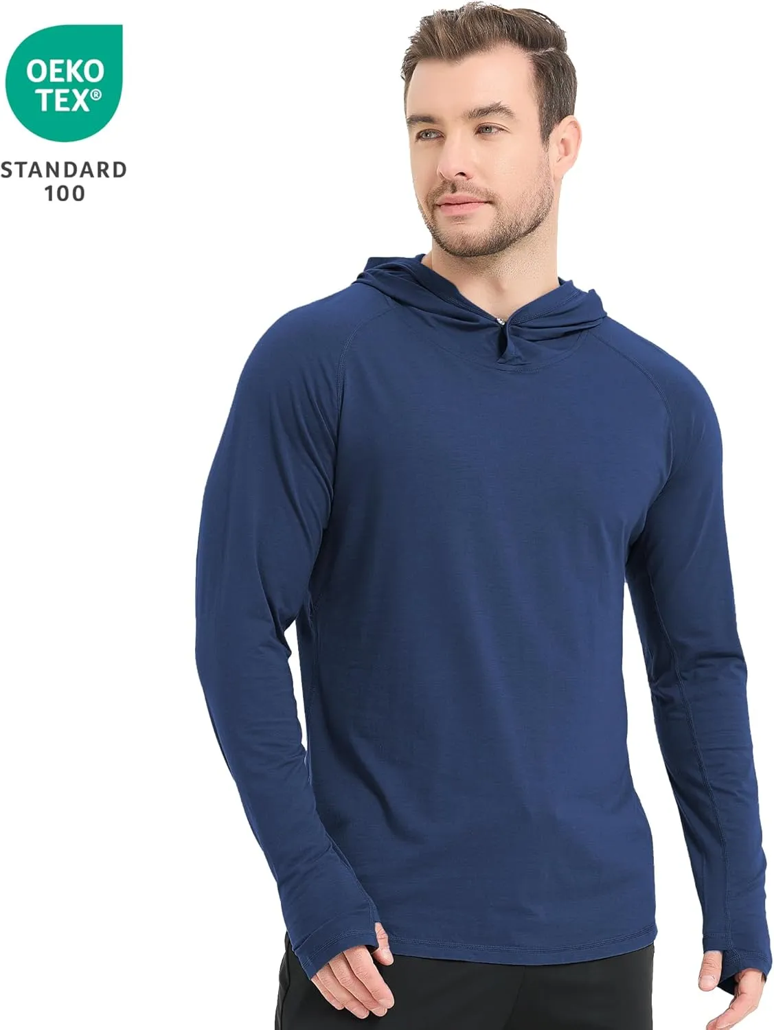 netdraw Men's Ultra-Soft Bamboo Viscose Hoodie Shirt UPF 50  Sun Protection Long Sleeve Lightweight UV Shirt
