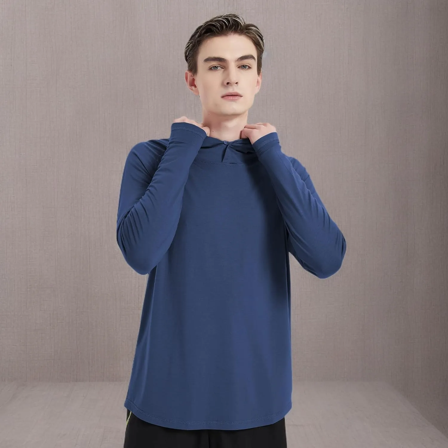 netdraw Men's Ultra-Soft Bamboo Viscose Hoodie Shirt UPF 50  Sun Protection Long Sleeve Lightweight UV Shirt