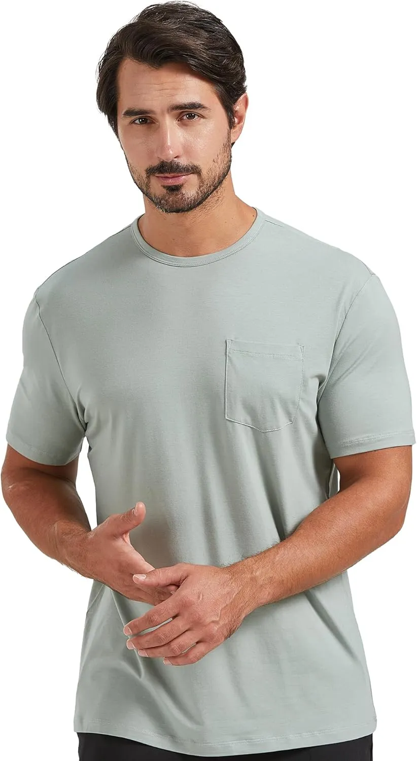 netdraw Men's Ultra Soft Bamboo Viscose Pocket T-Shirt Classic Fit Lightweight Cooling Short Sleeve Casual Basic Shirt