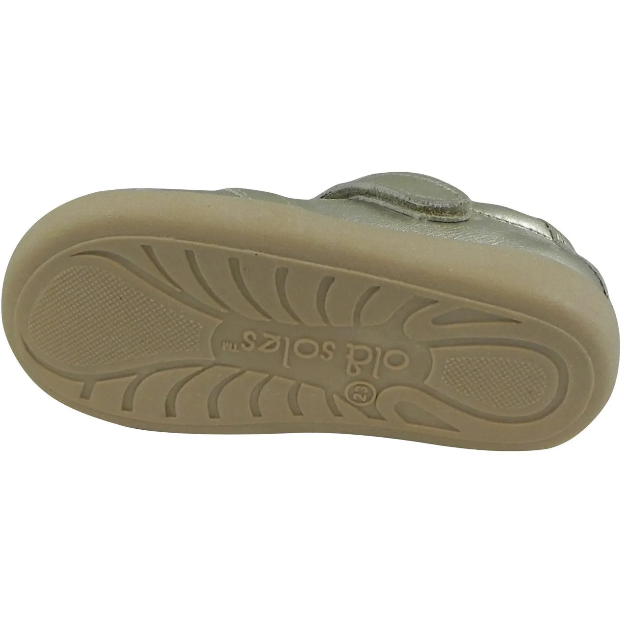 Old Soles Girl's Chianti Metallic Gold Leather Criss Cross Mary Jane Flat