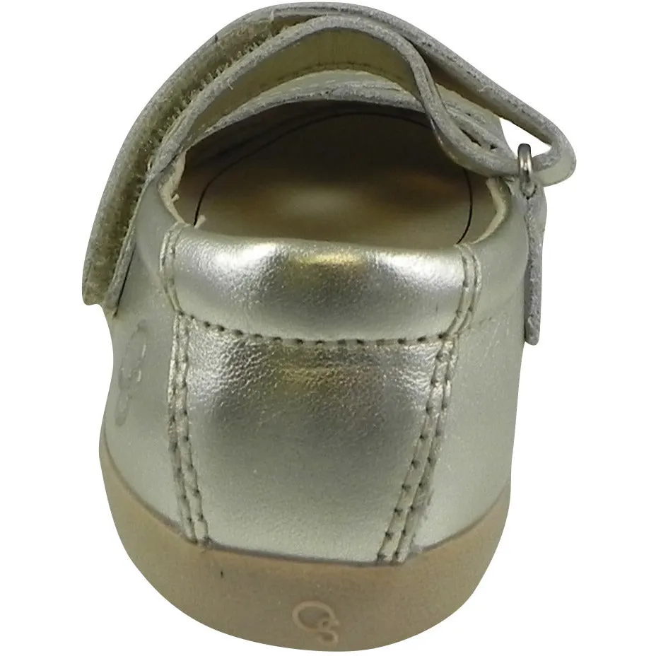 Old Soles Girl's Chianti Metallic Gold Leather Criss Cross Mary Jane Flat
