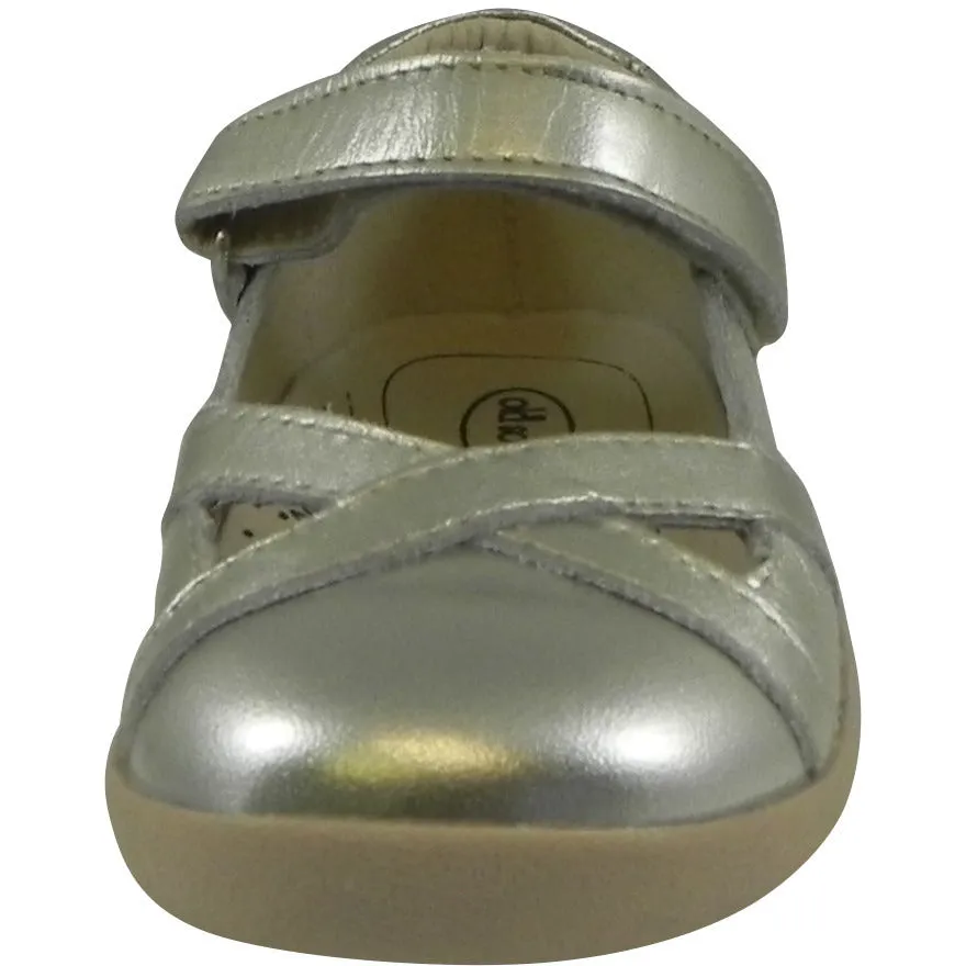 Old Soles Girl's Chianti Metallic Gold Leather Criss Cross Mary Jane Flat