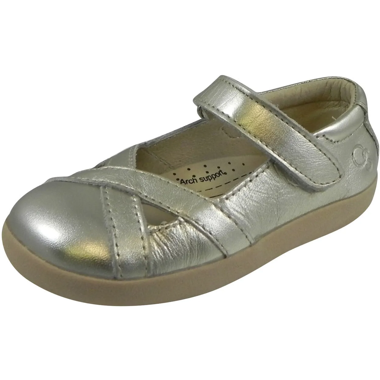Old Soles Girl's Chianti Metallic Gold Leather Criss Cross Mary Jane Flat
