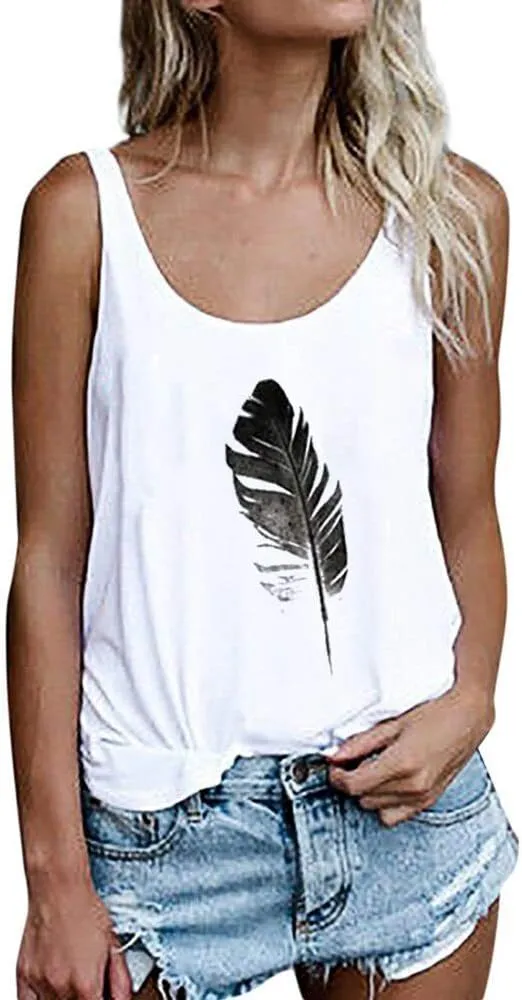 OMSJ Women Shirts Sleeveless Summer Tunic Loose Fit Tank Tops