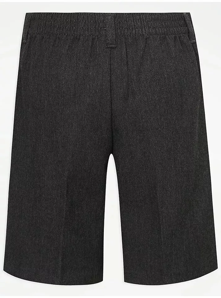 Pack of 2 Boys School Shorts Half Elastic Waist Charcoal, Grey, Navy, Black