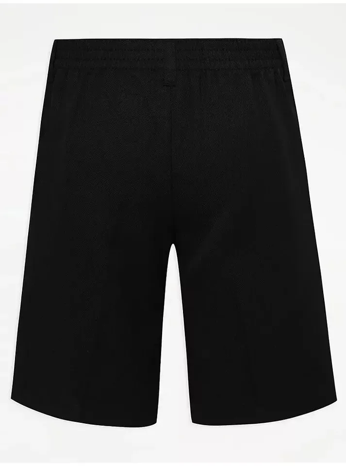 Pack of 2 Boys School Shorts Half Elastic Waist Charcoal, Grey, Navy, Black