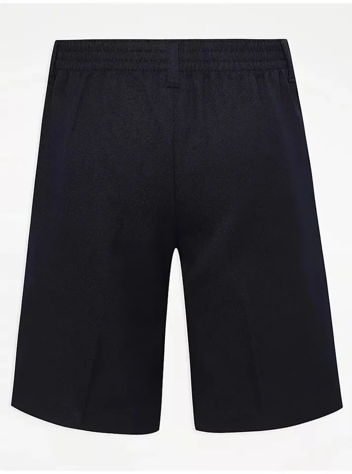 Pack of 2 Boys School Shorts Half Elastic Waist Charcoal, Grey, Navy, Black