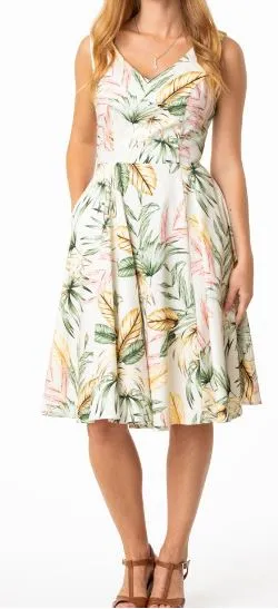 Palm Print Sleeveless Sundress