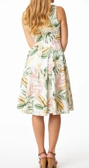 Palm Print Sleeveless Sundress