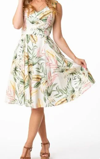 Palm Print Sleeveless Sundress