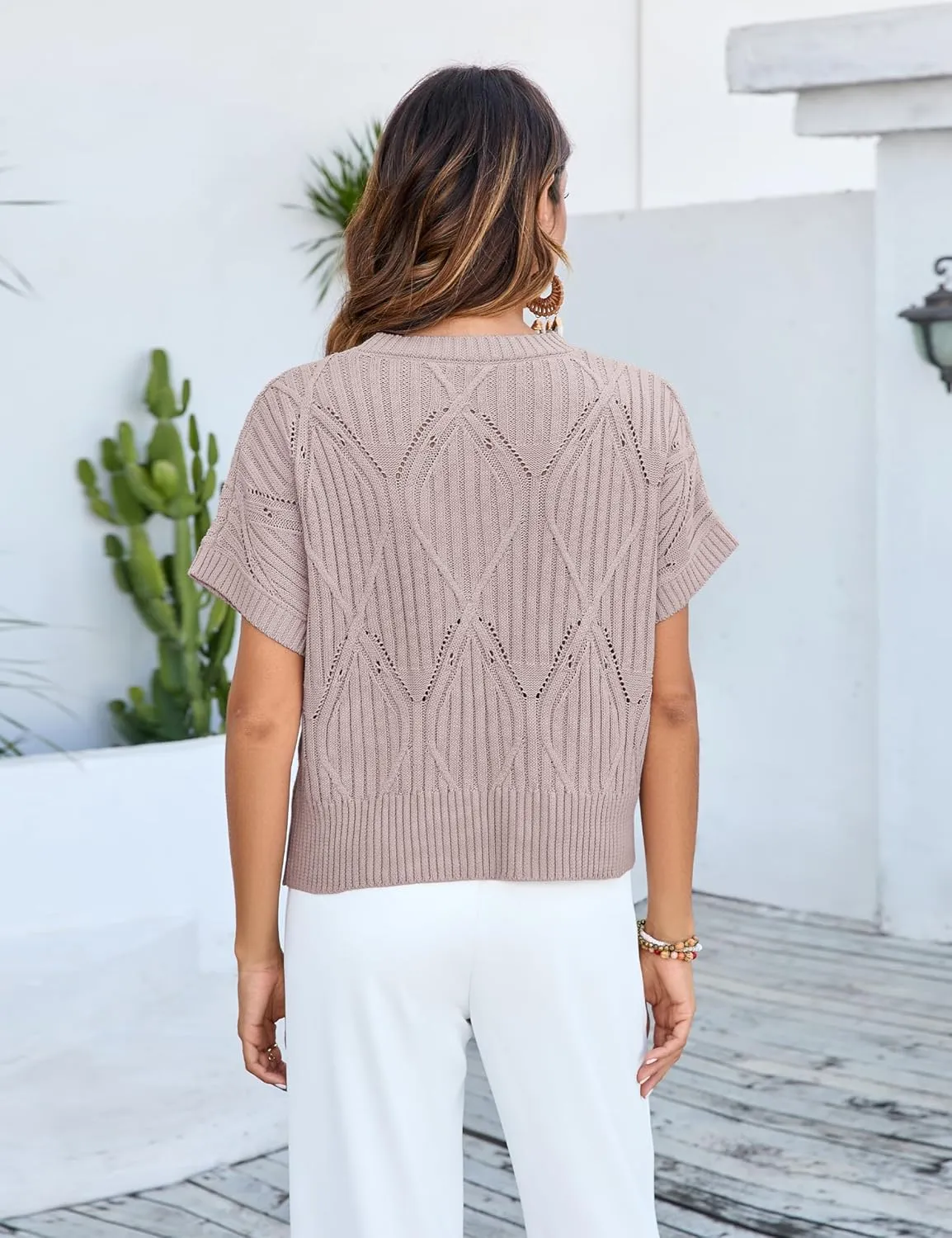 Qiaomai Womens Casual Sweater Vest Round Neck Cap Sleeve Knit Pullover Tank Tops