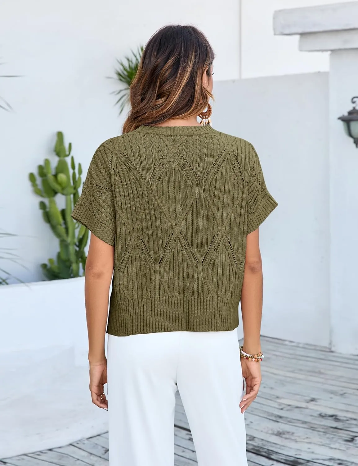 Qiaomai Womens Casual Sweater Vest Round Neck Cap Sleeve Knit Pullover Tank Tops