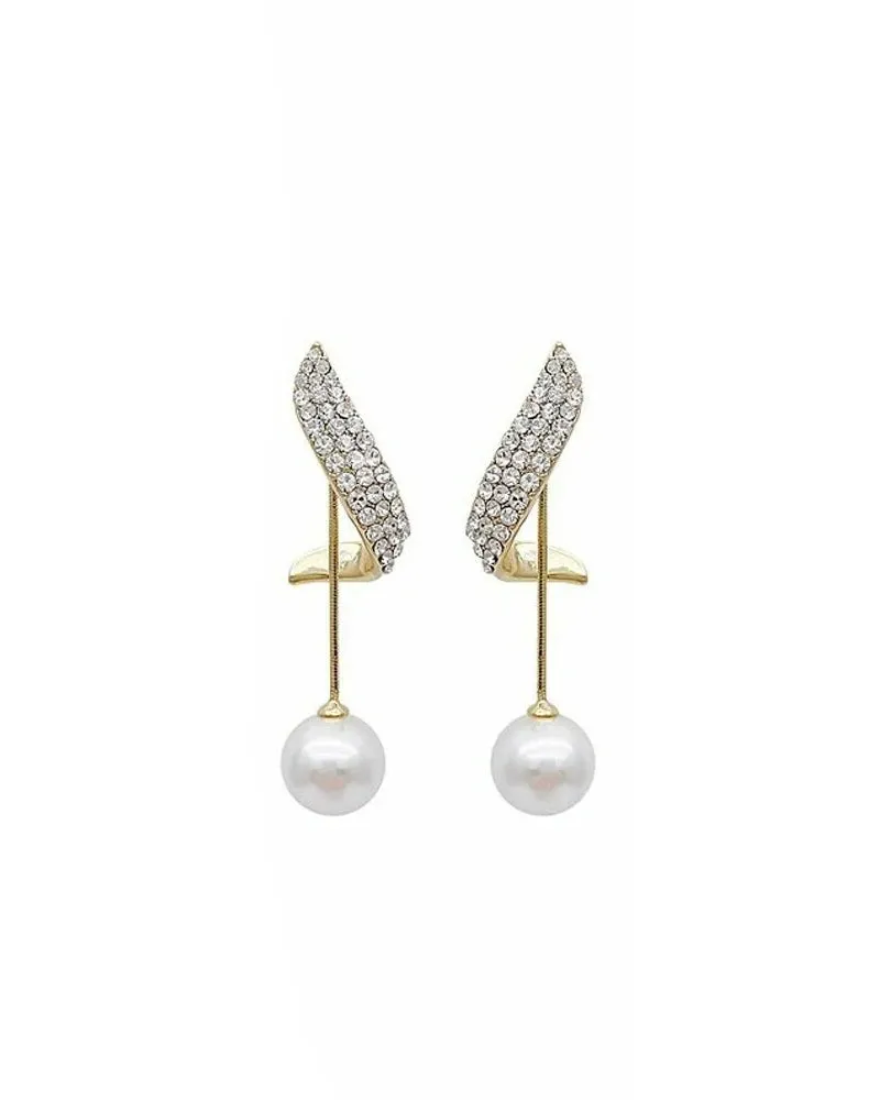 Rhinestone Freshwater Pearl Earrings