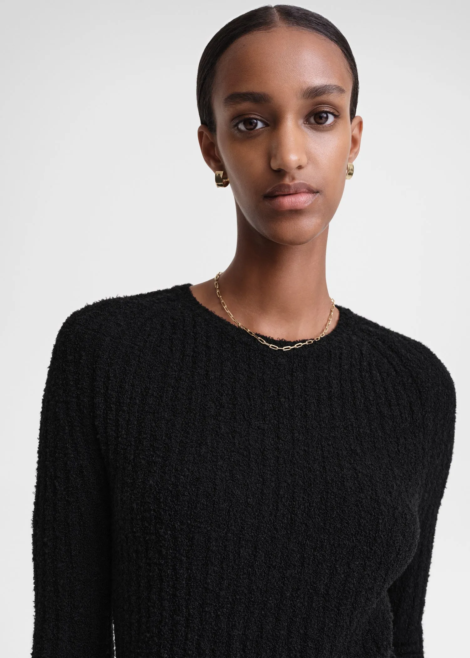 Ribbed merino blend top black