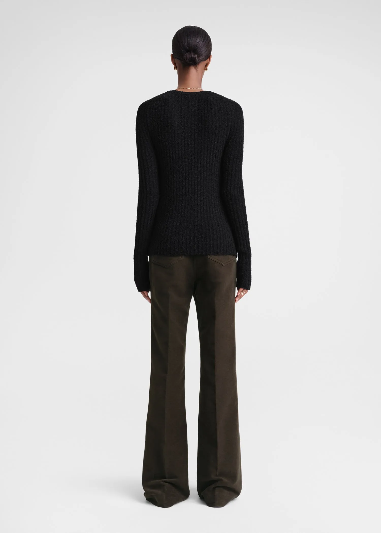Ribbed merino blend top black