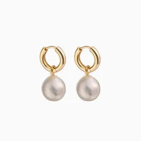 Round Baroque Pearl Hoop Earrings