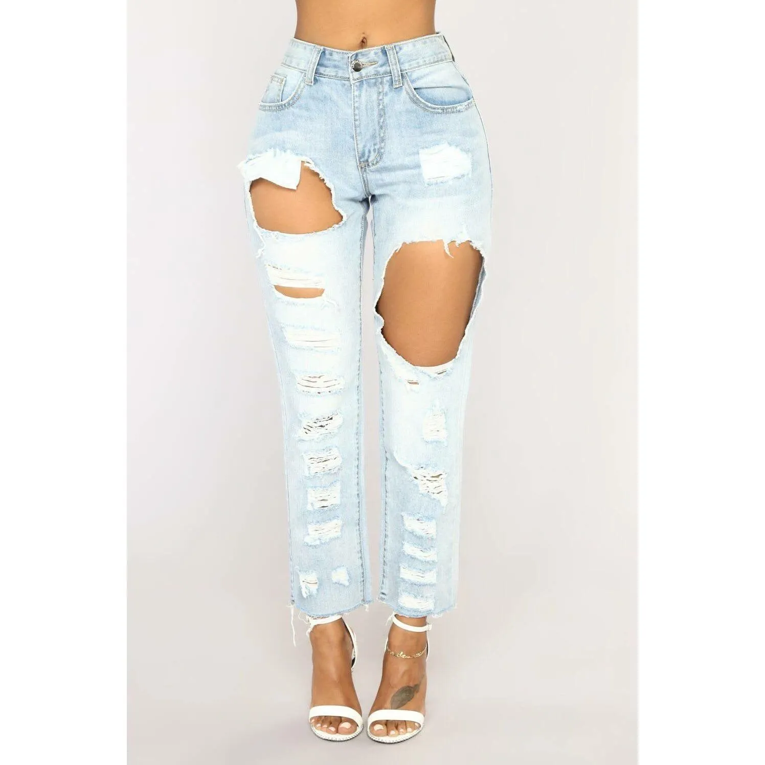 Sexy exaggerated big hole to catch broken jeans