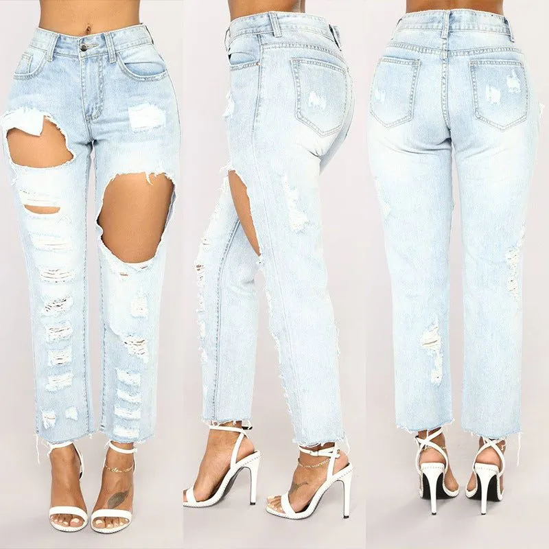 Sexy exaggerated big hole to catch broken jeans