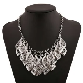 Silver Leaves: Bold Bib Necklace