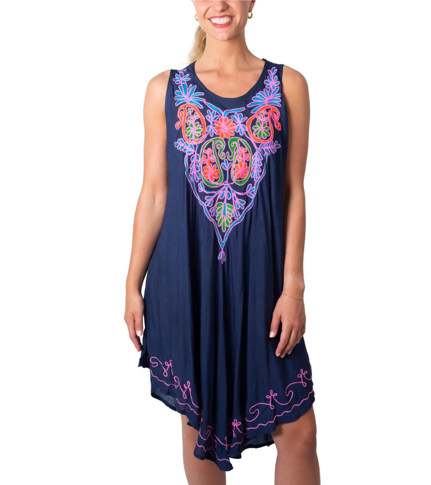 Sleeveless Embroidered Summer Sundress Cover Up