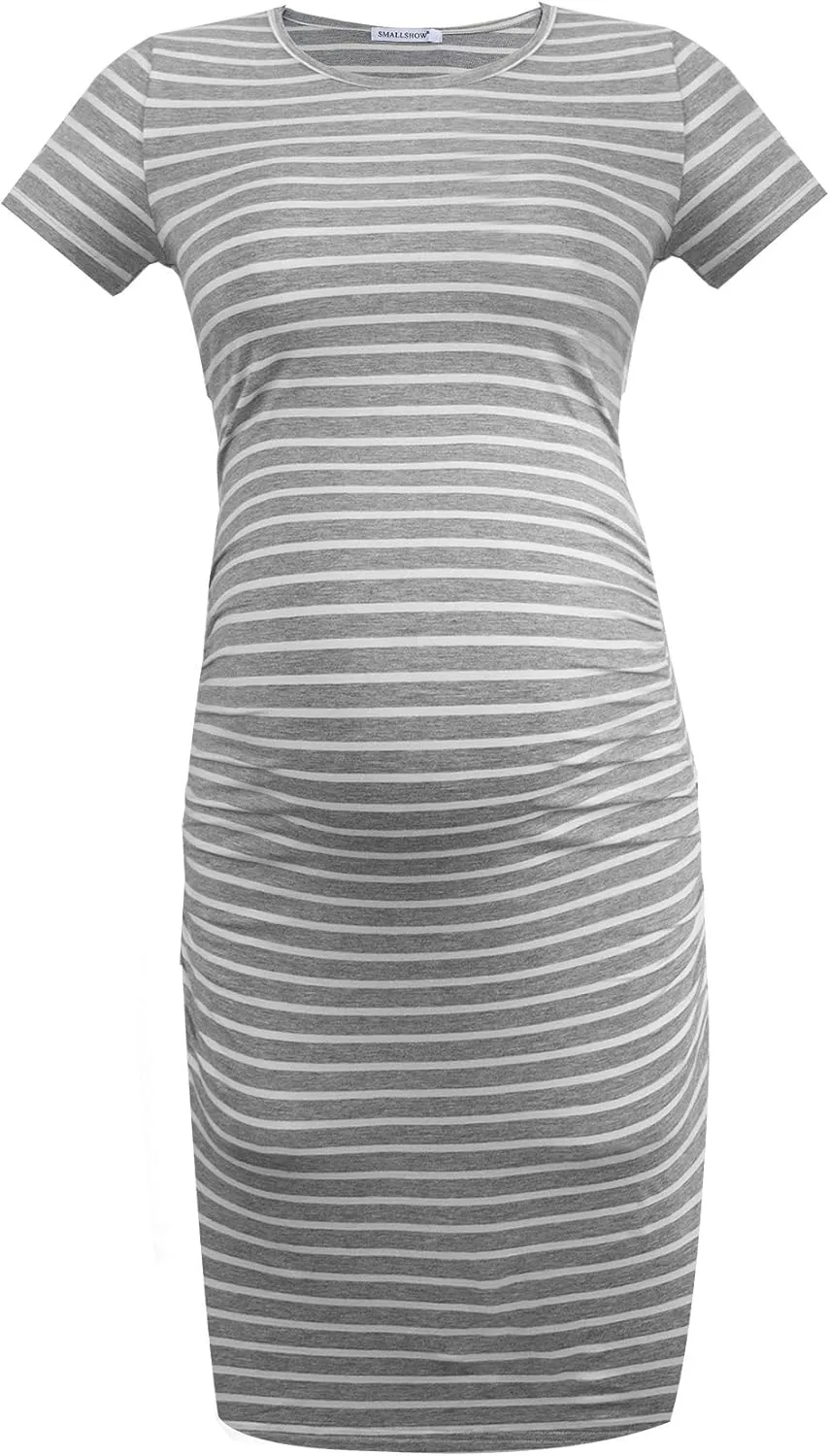 Smallshow Women's Short Sleeve Maternity Dress Ruched Pregnancy Clothes
