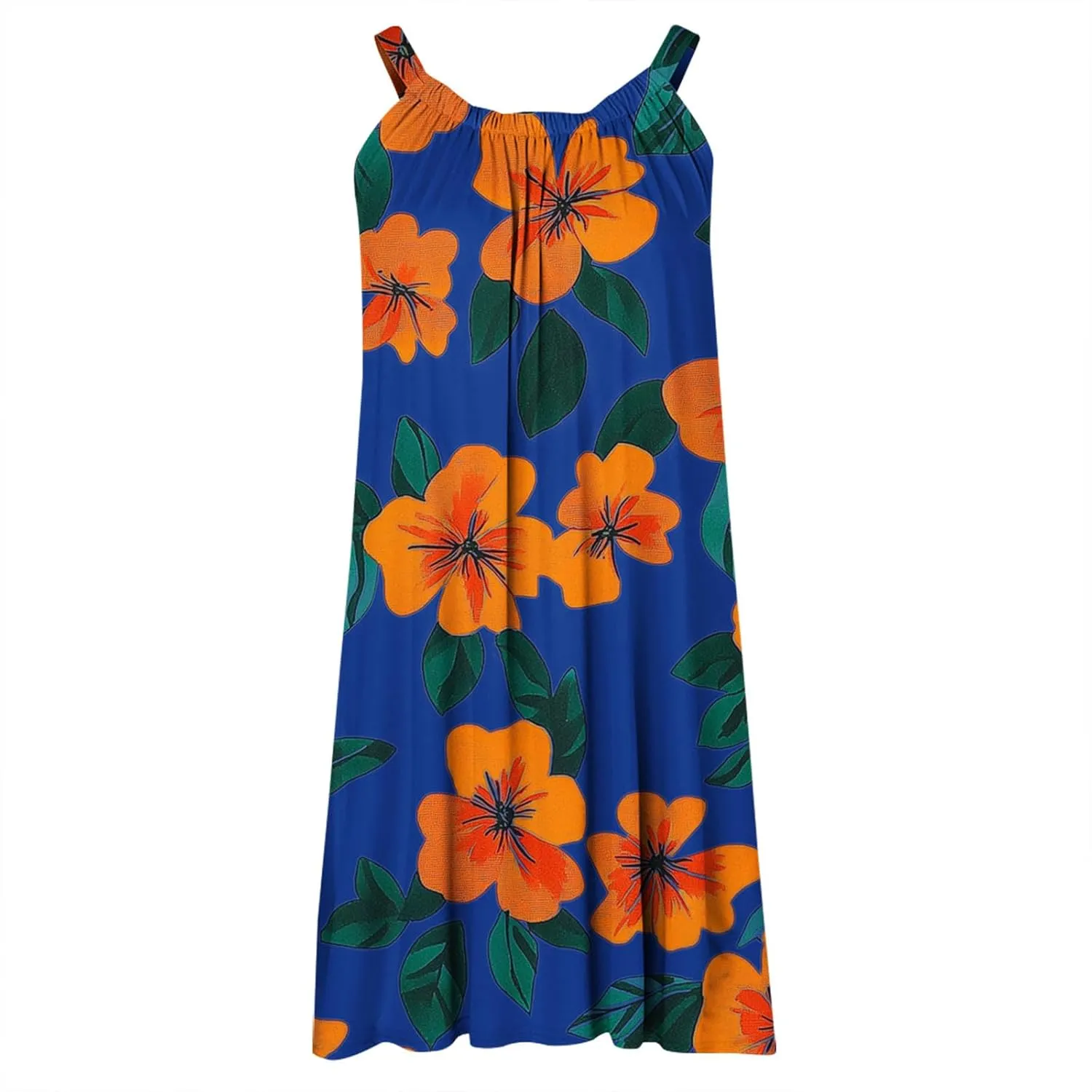Summer Fashion Print Beach Short Dress for Women, Sleeveless Strappy Sundress Comfy Breathable Trendy Clothes