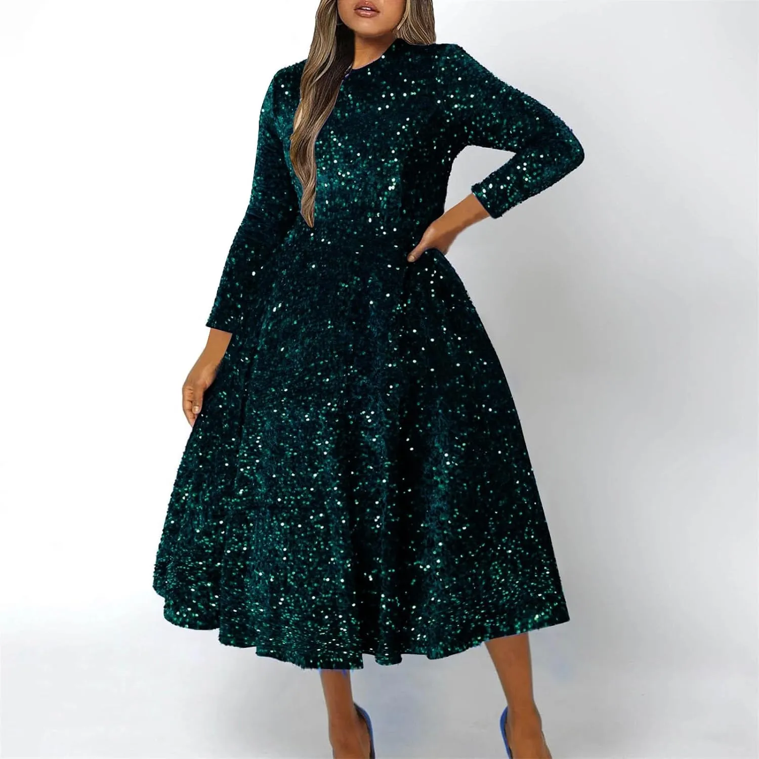 Wedding Guest Dresses for Women Cocktail Dress Sequin Party Dresses 2024 Cold Shoulder Maxi Dress Plus Size Sexy Dress