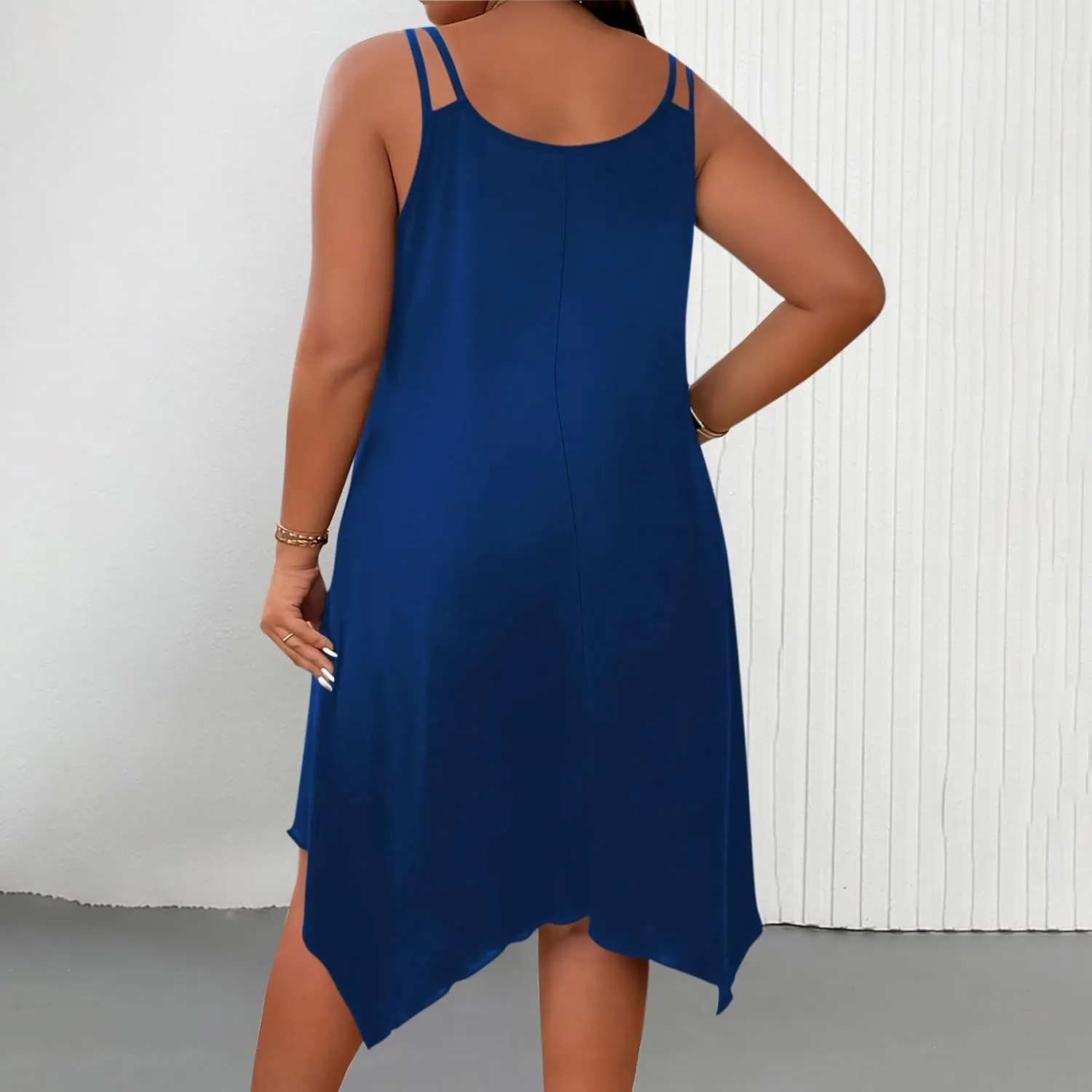 Women Strap Beach Dress Summer Sleeveless Sundress Plus Size Irregular Hem Tank Dresses 2025 Trendy Resort Wear