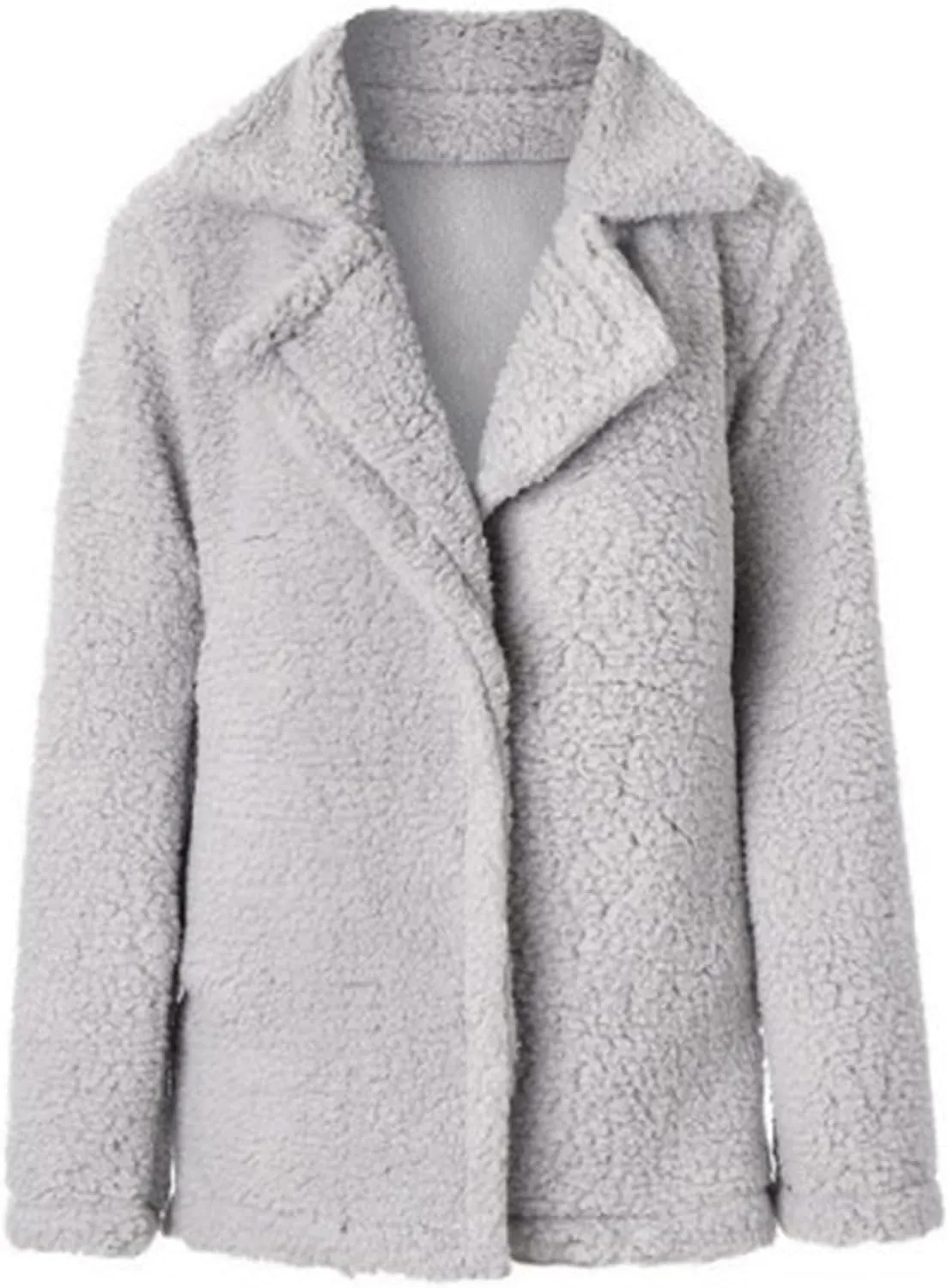 Womens Faux Fur Coat Outerwear Winter Comfortable Stylish Jacket with Pockets
