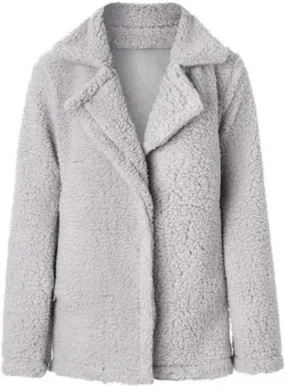 Womens Faux Fur Comfortable Coat Outerwear Winter Stylish Jacket with Pockets