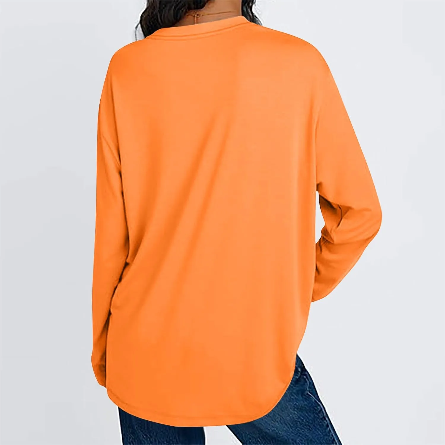 Womens Oversized Long Sleeve T Shirts Basic Crewneck Tee Fall Tops Solid Comfortable Workout Fashion Casual Clothes