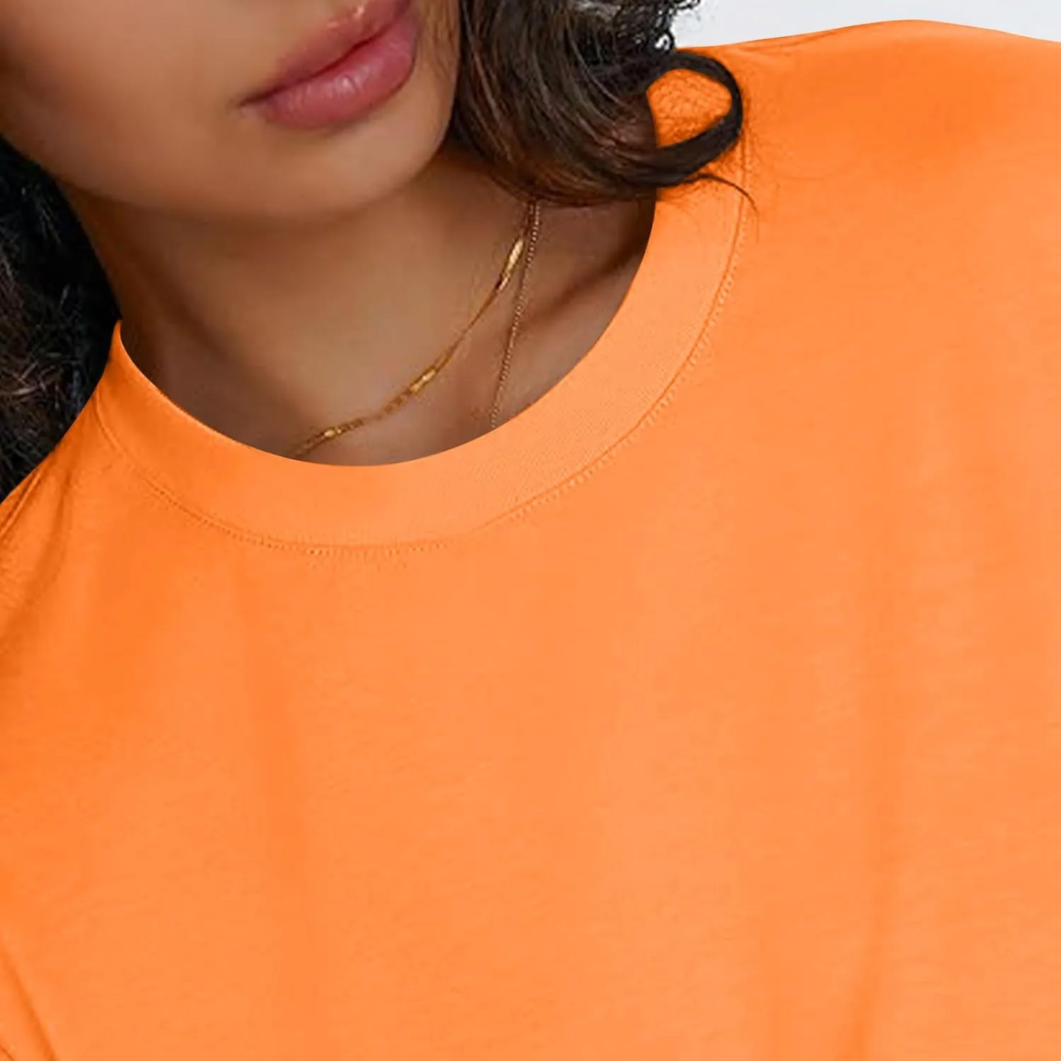 Womens Oversized Long Sleeve T Shirts Basic Crewneck Tee Fall Tops Solid Comfortable Workout Fashion Casual Clothes
