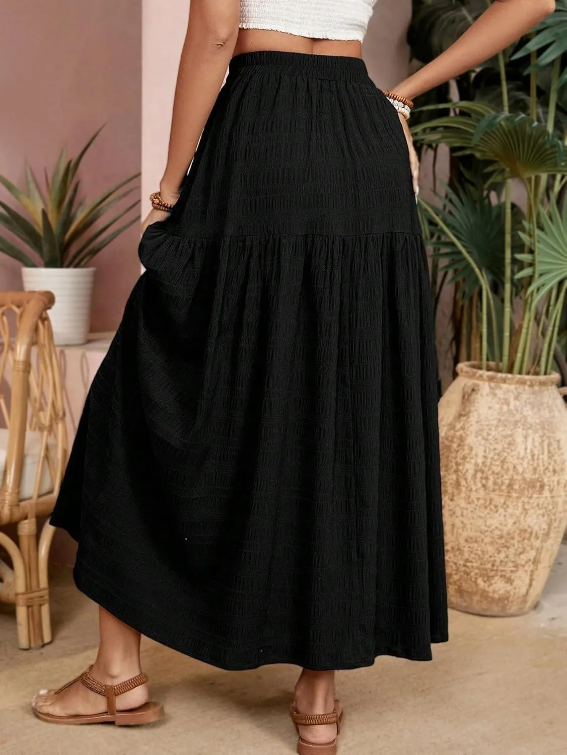 Womens Summer Flowy Skirt Dress Women's Long Loose Flowy Short Skirt Maxi Women