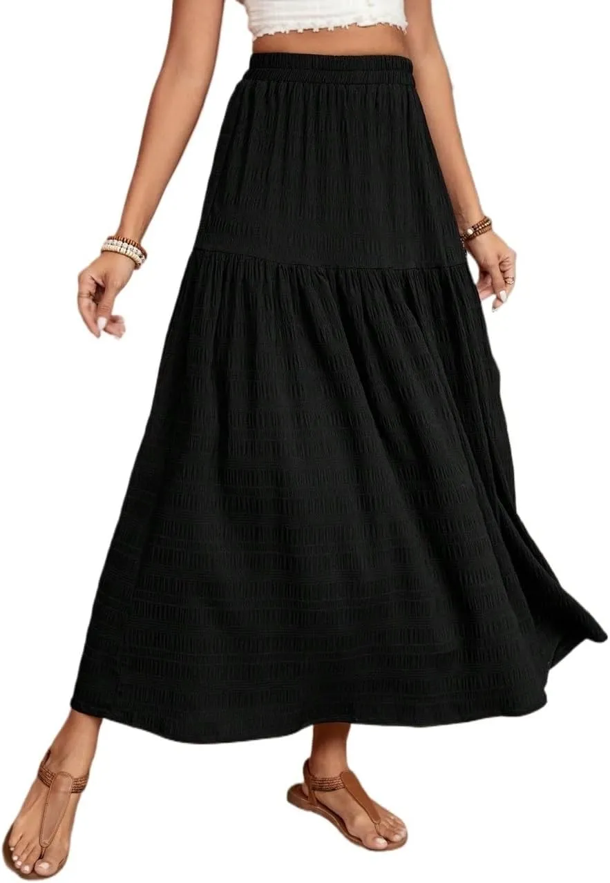 Womens Summer Flowy Skirt Dress Women's Long Loose Flowy Short Skirt Maxi Women