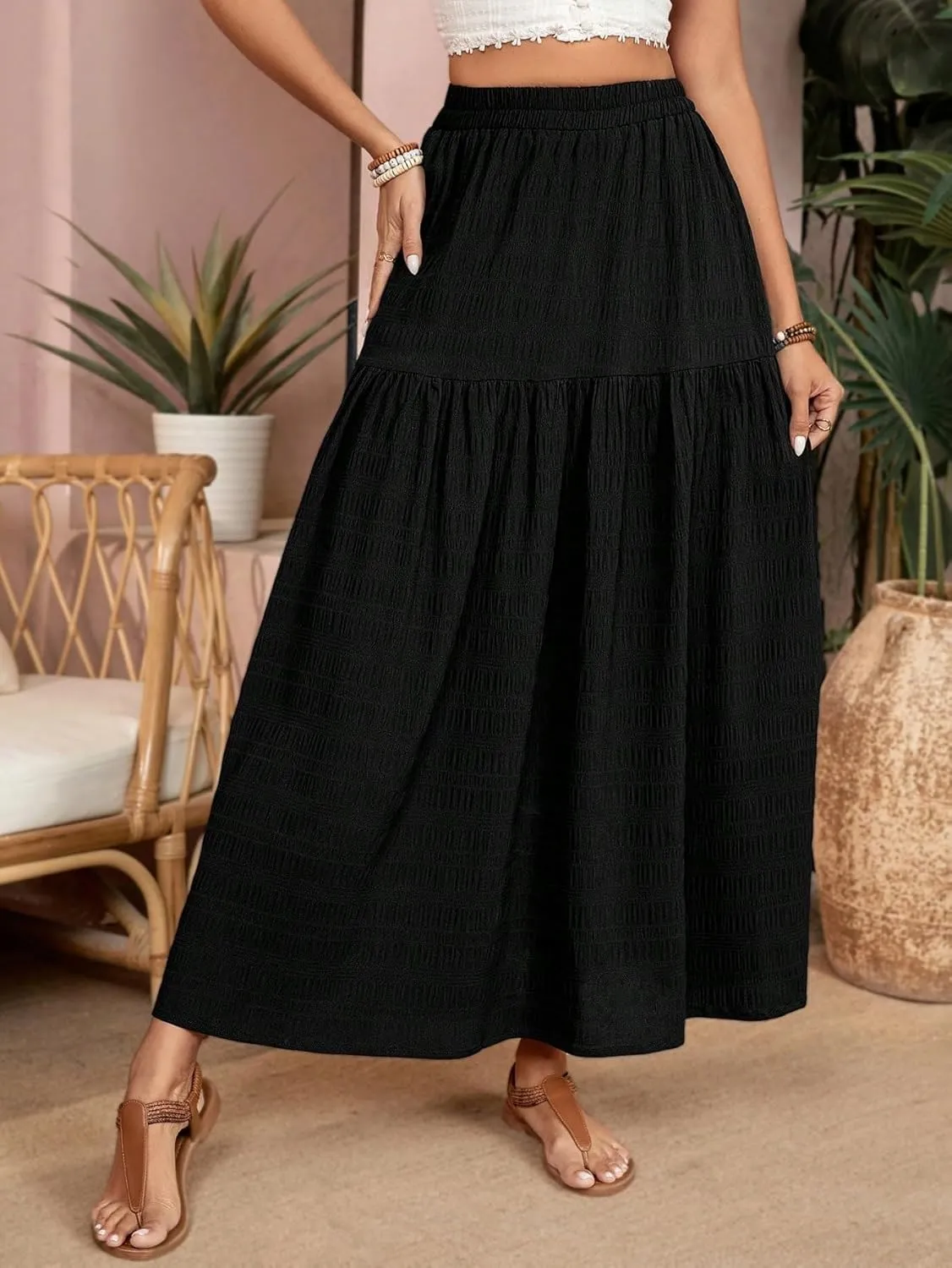 Womens Summer Flowy Skirt Dress Women's Long Loose Flowy Short Skirt Maxi Women