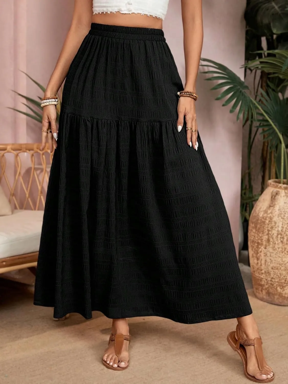 Womens Summer Flowy Skirt Dress Women's Long Loose Flowy Short Skirt Maxi Women