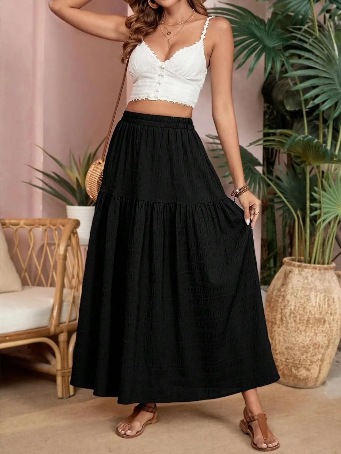 Womens Summer Flowy Skirt Dress Women's Long Loose Flowy Short Skirt Maxi Women