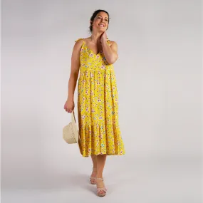 Yellow Floral Sundress | Natalia Softly Gathered Strappy Dress