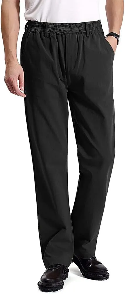 Ylingjun Mens Jeans Elastic Waist Relaxed Fit Straight Leg Jeans Casual Pants